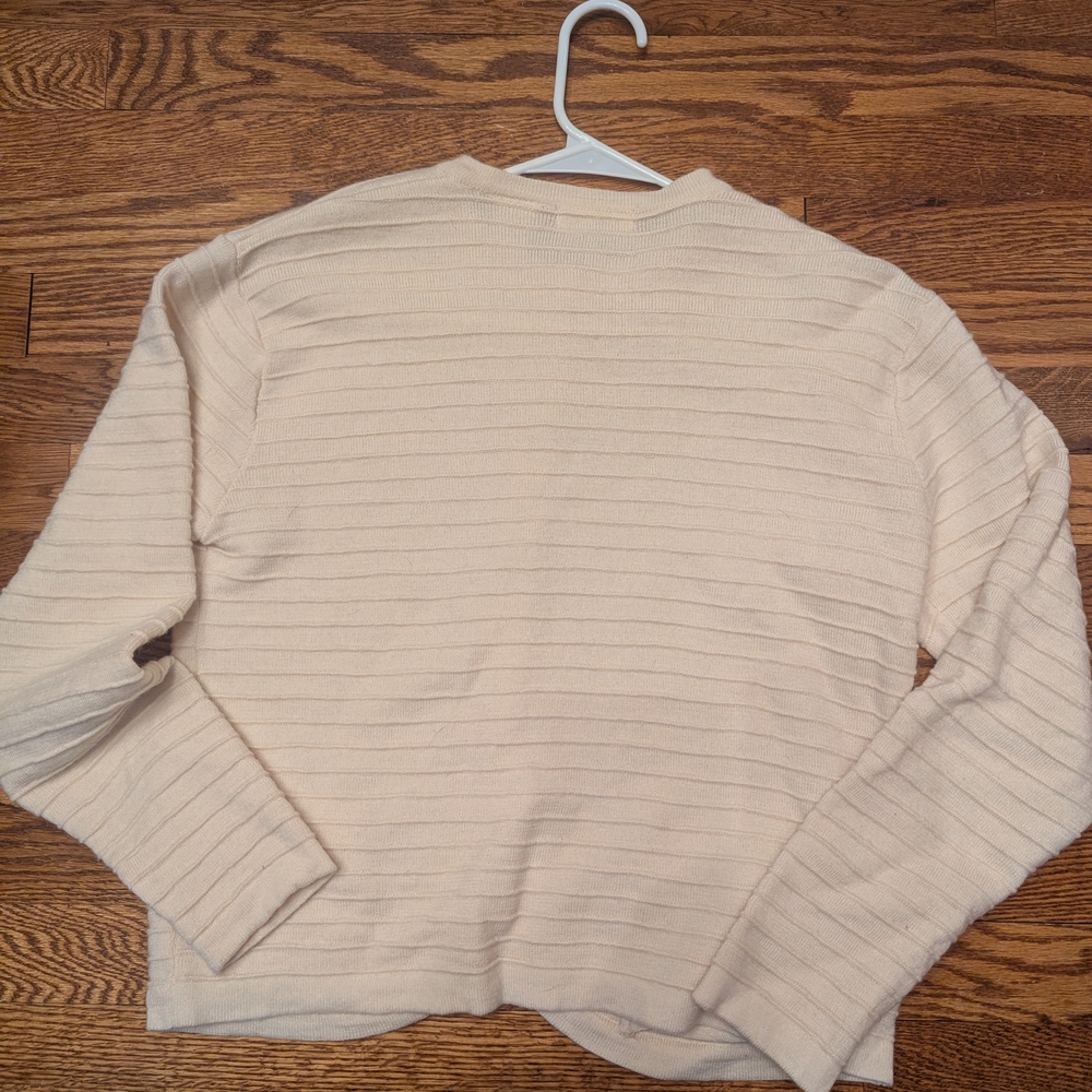 Talbots Light Cream Ribbed Button-Front Cardigan - Picture 4 of 4